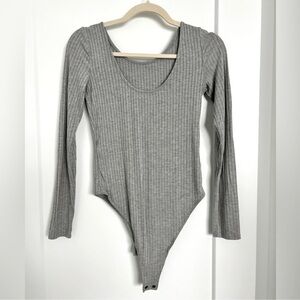 Abercrombie & Fitch Long Sleeve Scoop Back Ribbed Snap Bodysuit